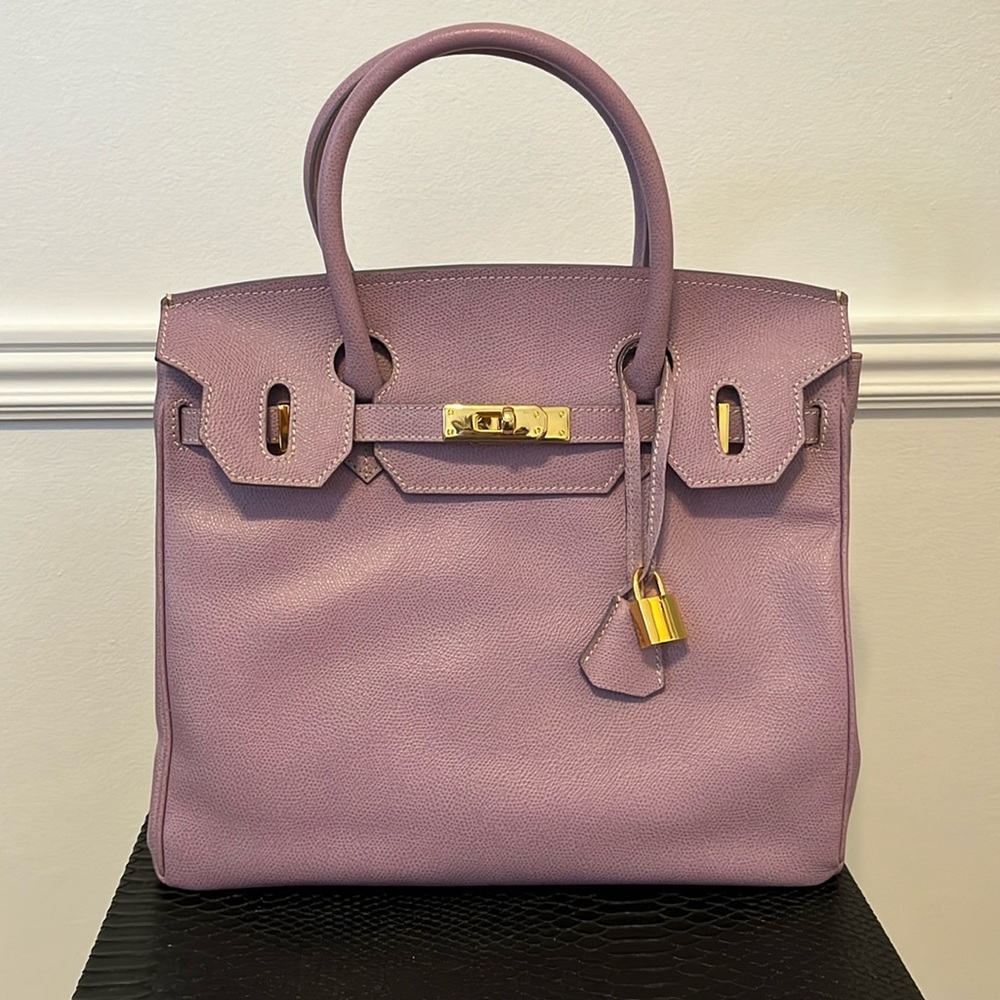 Lilac Italian Leather Birkin style bag